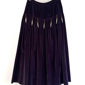 Double D Ranch Tiered Velvet Long Skirt Beaded Leather Fringe Tassels Size Large